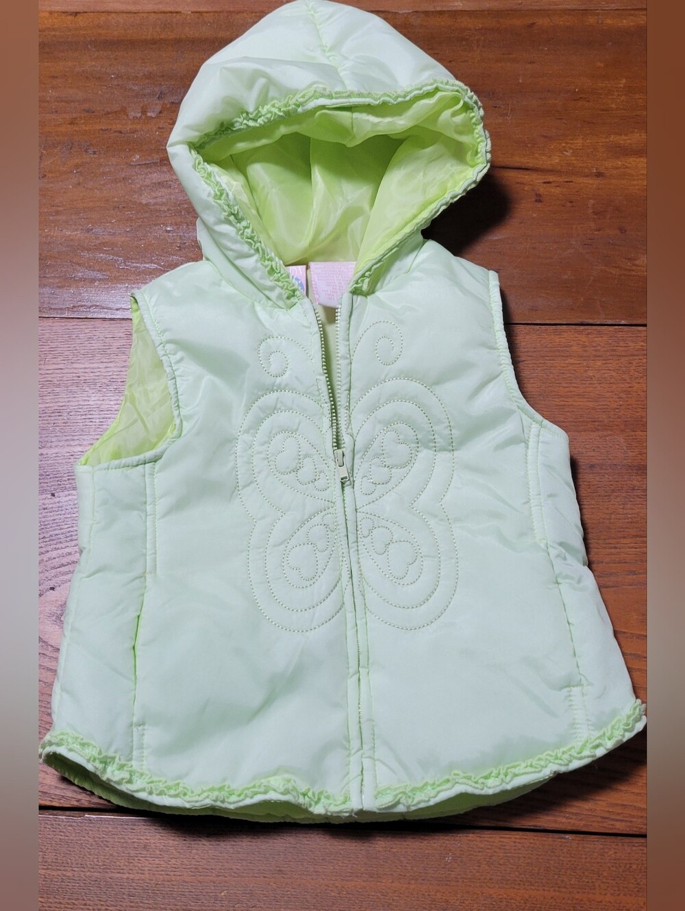 24 Month Girls Hooded Puffer Vest - Light Lime Green